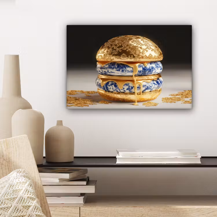 Delftsblauw - Goud - Burger canvas 2cm klein -sfeer6
