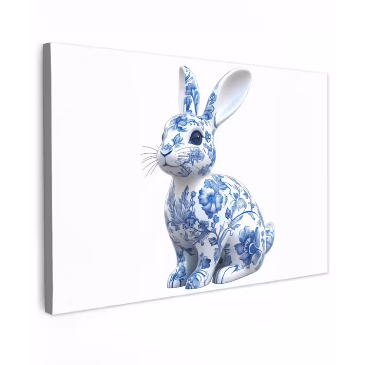 Delftsblauw - Haasje - Wit canvas 2cm klein -z3d