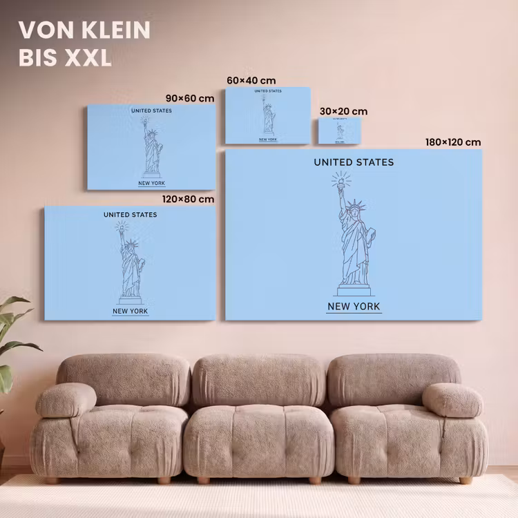 Monument - Vrijheidsbeeld - New York - Minimalistisch - Blauw canvas 2cm klein -Xsfeer8_DE