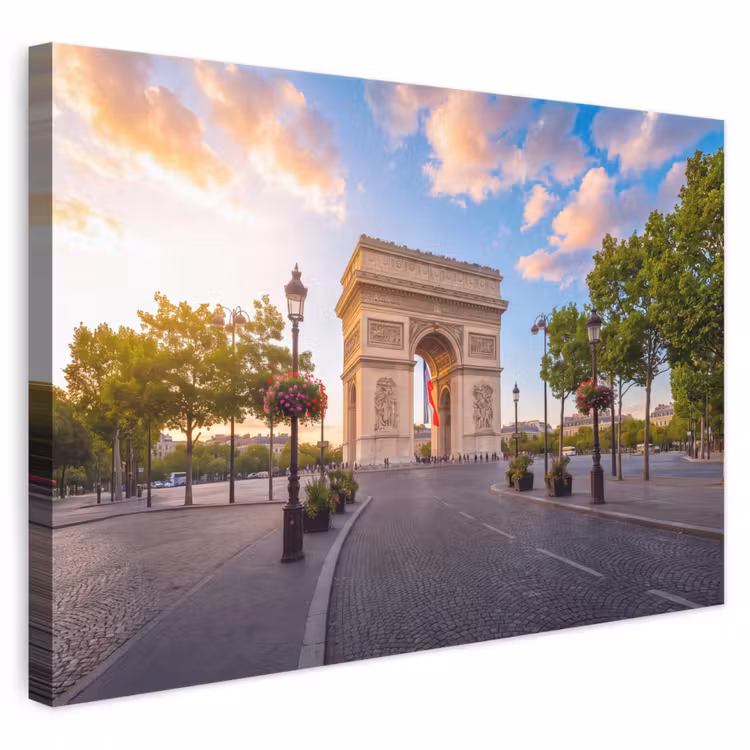 Monument - Parijs - Zonsondergang - Architectuur - Goud canvas 2cm klein -3d
