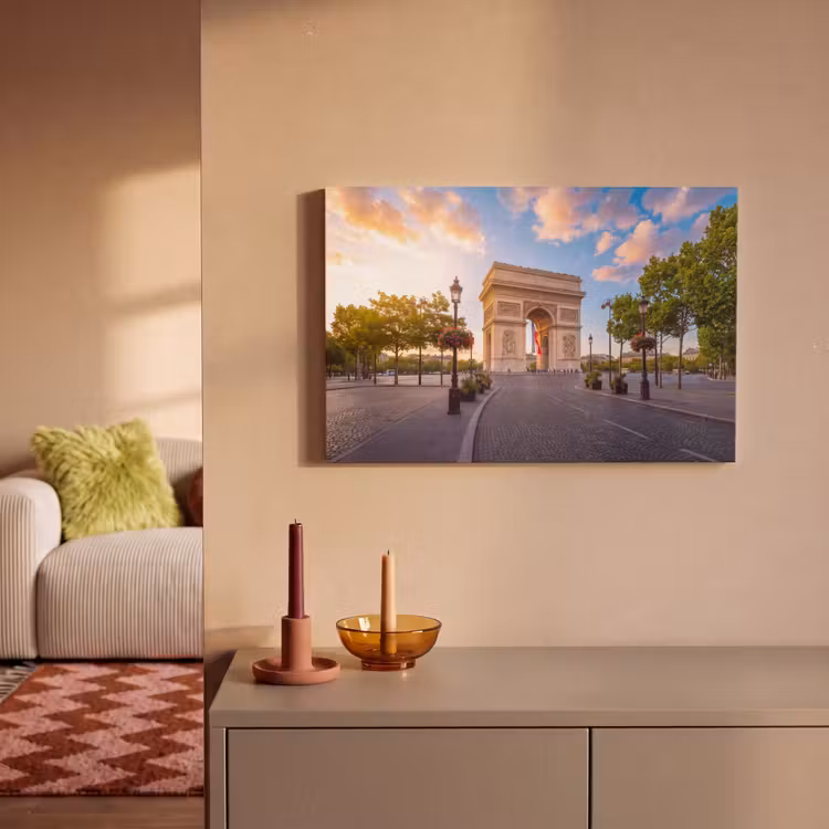 Monument - Parijs - Zonsondergang - Architectuur - Goud canvas 2cm klein -sfeer1
