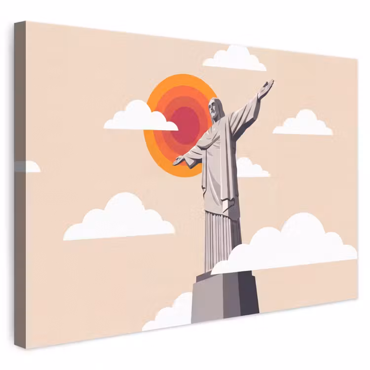Monument - Stad - Zonsondergang - Minimalistisch - Oranje canvas 2cm klein -3d