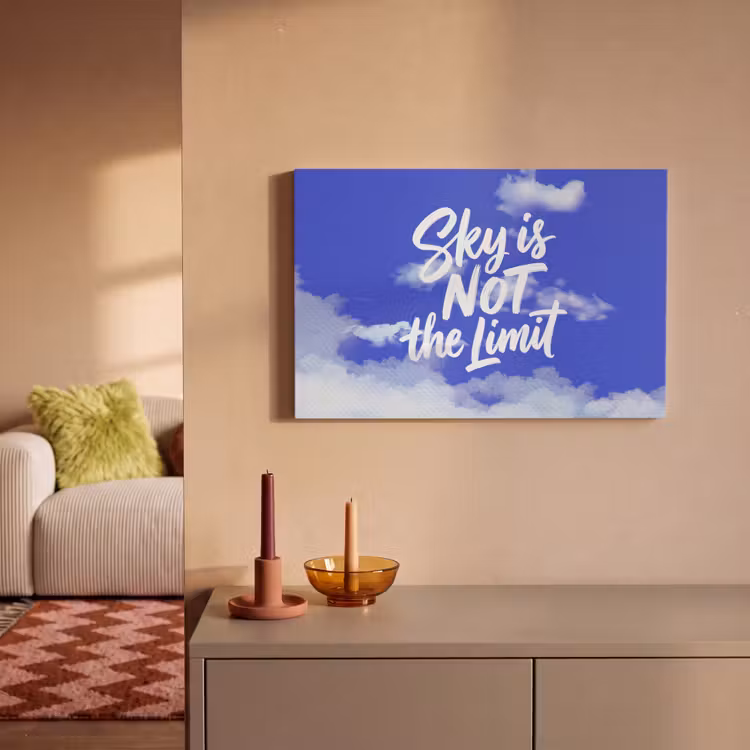 Sky is not the limit - Blauwe lucht - Wolken canvas 2cm klein -sfeer1