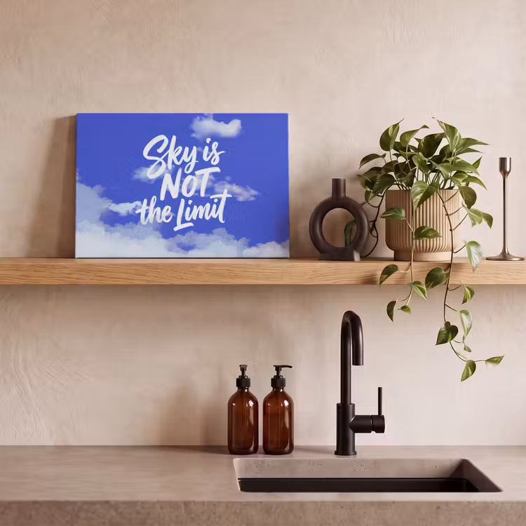 Sky is not the limit - Blauwe lucht - Wolken canvas 2cm klein -sfeer3