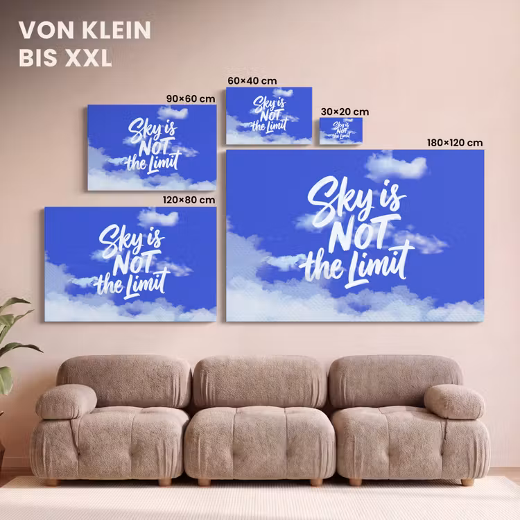 Sky is not the limit - Blauwe lucht - Wolken canvas 2cm klein -Xsfeer8_DE