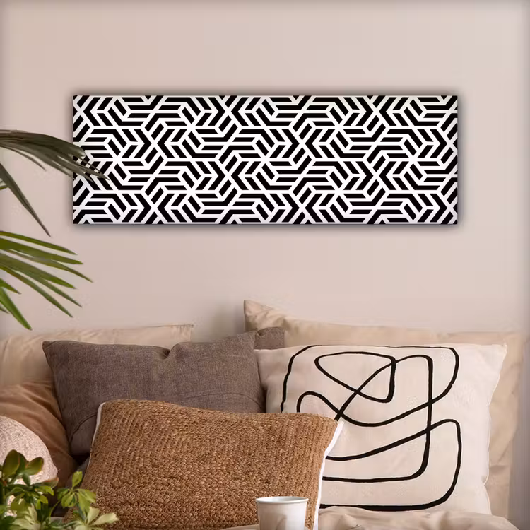 Design - Geometrie - Patroon - Zwart - Wit canvas 2cm klein 828 -sfeer1