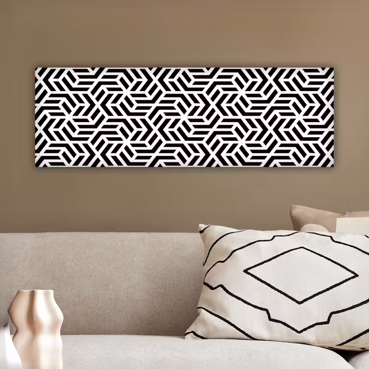Design - Geometrie - Patroon - Zwart - Wit canvas 2cm klein 828 -sfeer6