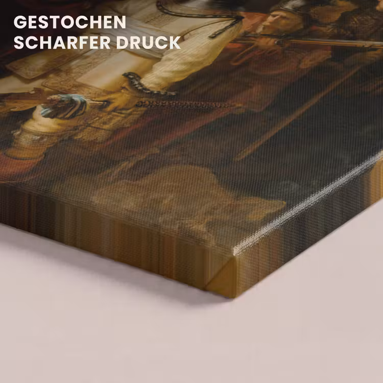De Nachtwacht - Schilderij van Rembrandt van Rijn canvas 2cm klein -closeup_print_DE