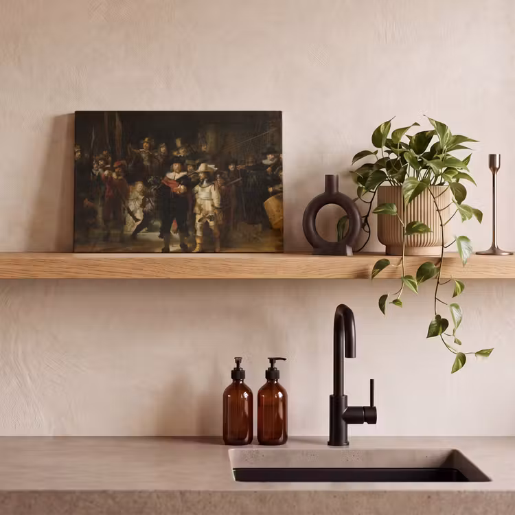 De Nachtwacht - Kunst - Oude meesters - Rembrandt canvas 2cm klein -sfeer3