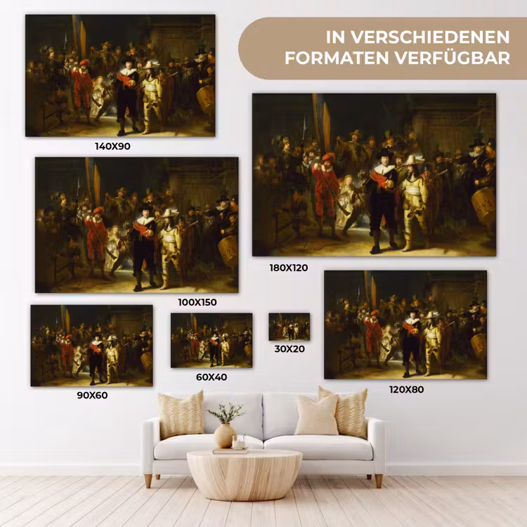 De Nachtwacht - Rembrandt van Rijn canvas 2cm klein -Xsfeer8_DE