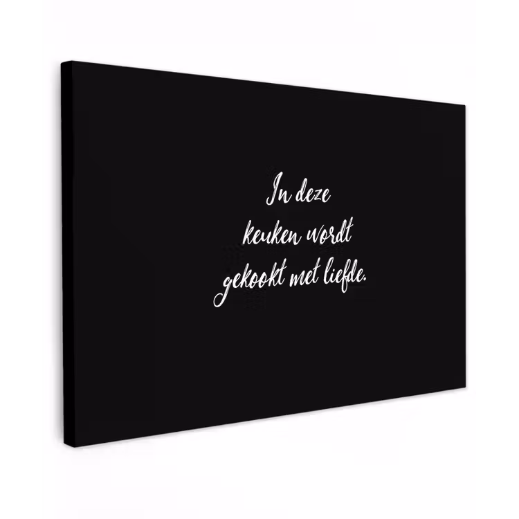 In deze keuken wordt gekookt met liefde - Koken - Spreuken - Quotes - Liefde canvas 2cm klein -z3d