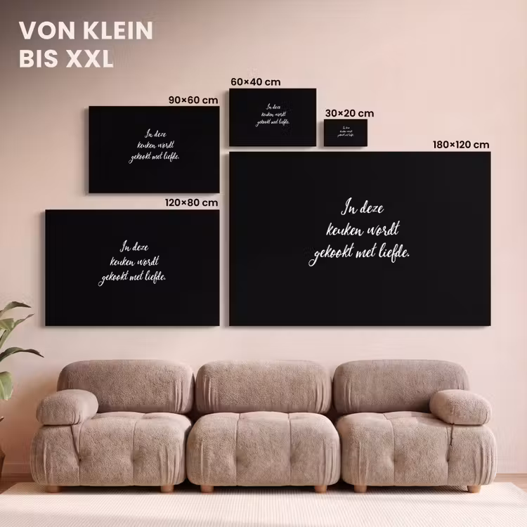 In deze keuken wordt gekookt met liefde - Koken - Spreuken - Quotes - Liefde canvas 2cm klein -Xsfeer8_DE