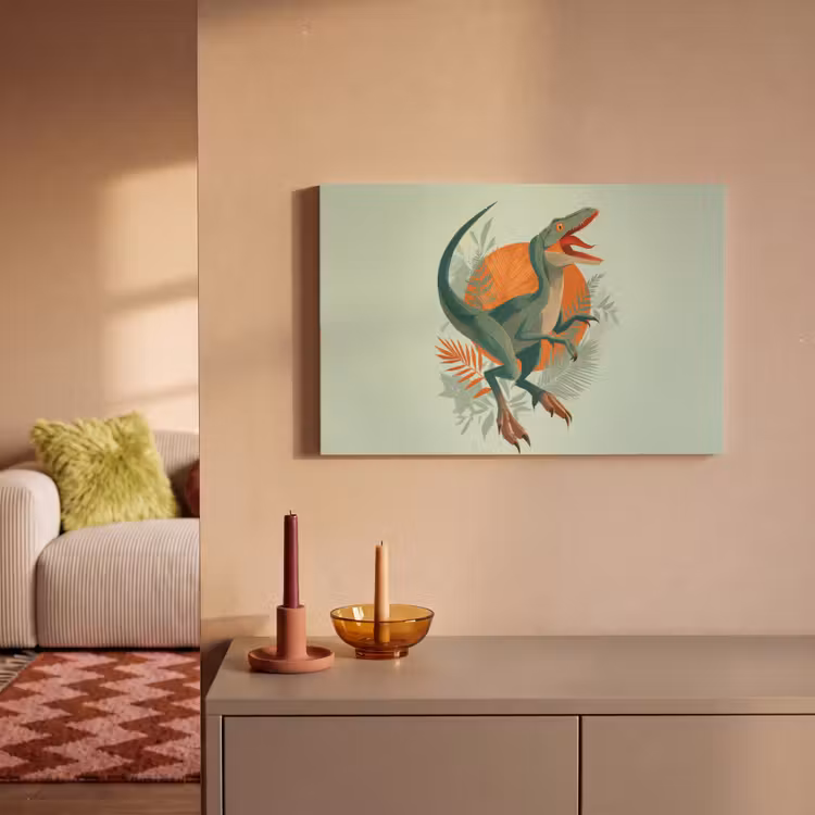 Dino - Bladeren - Grafisch - Groen canvas 2cm klein -sfeer1