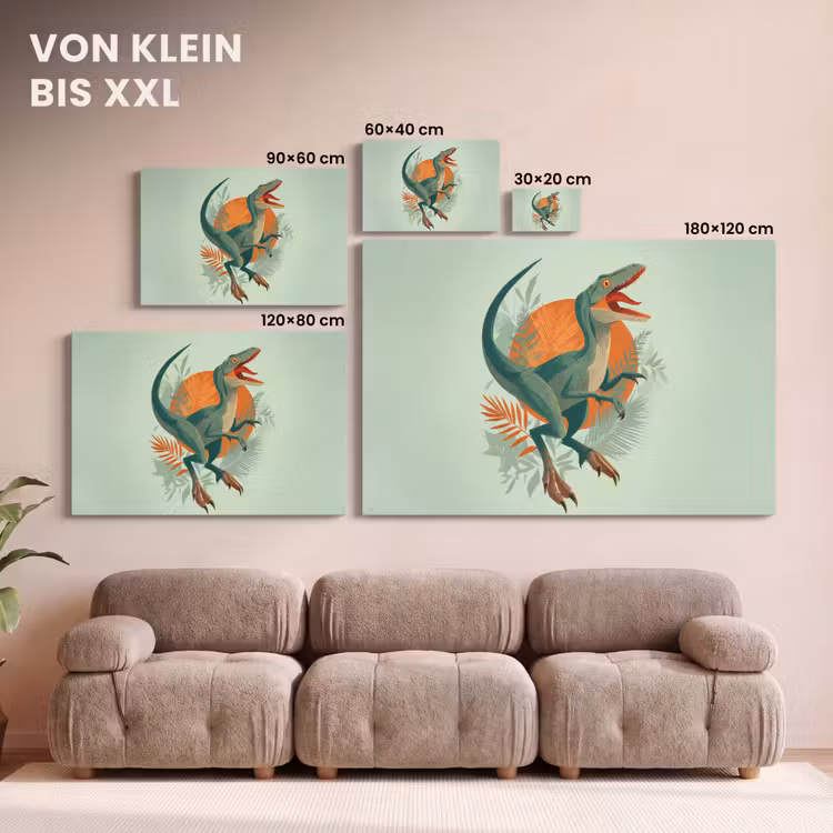 Dino - Bladeren - Grafisch - Groen canvas 2cm klein -Xsfeer8_DE