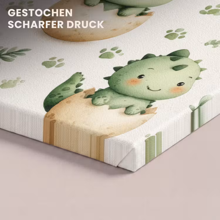 Dino - Eieren - Groen canvas 2cm klein 34 -closeup_print_DE