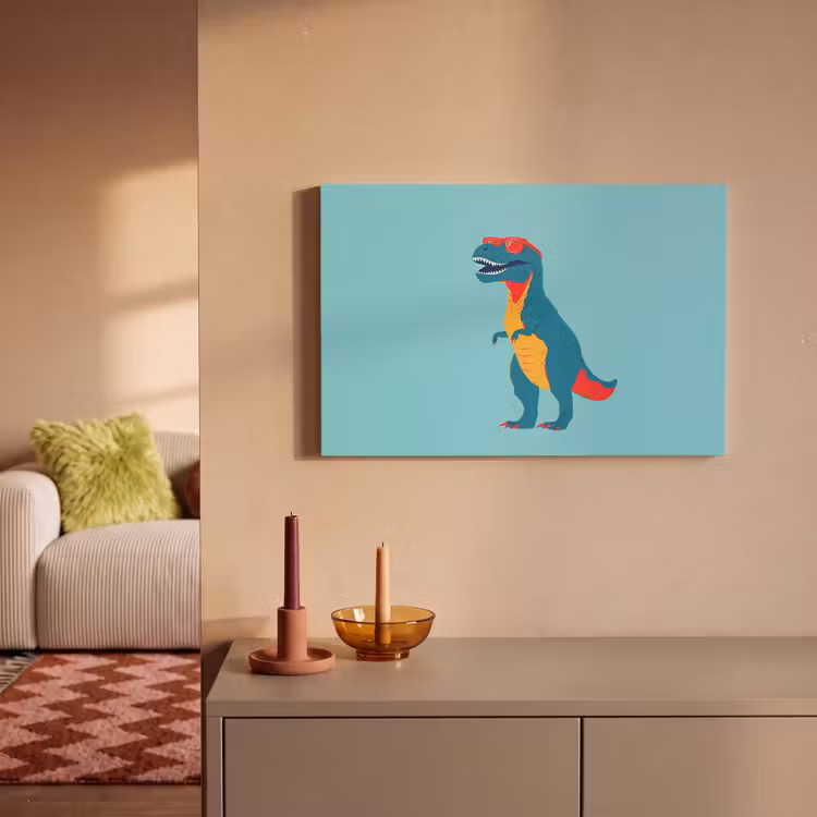 Dinosaurus - Blauw - Zonnebril canvas 2cm klein -sfeer1