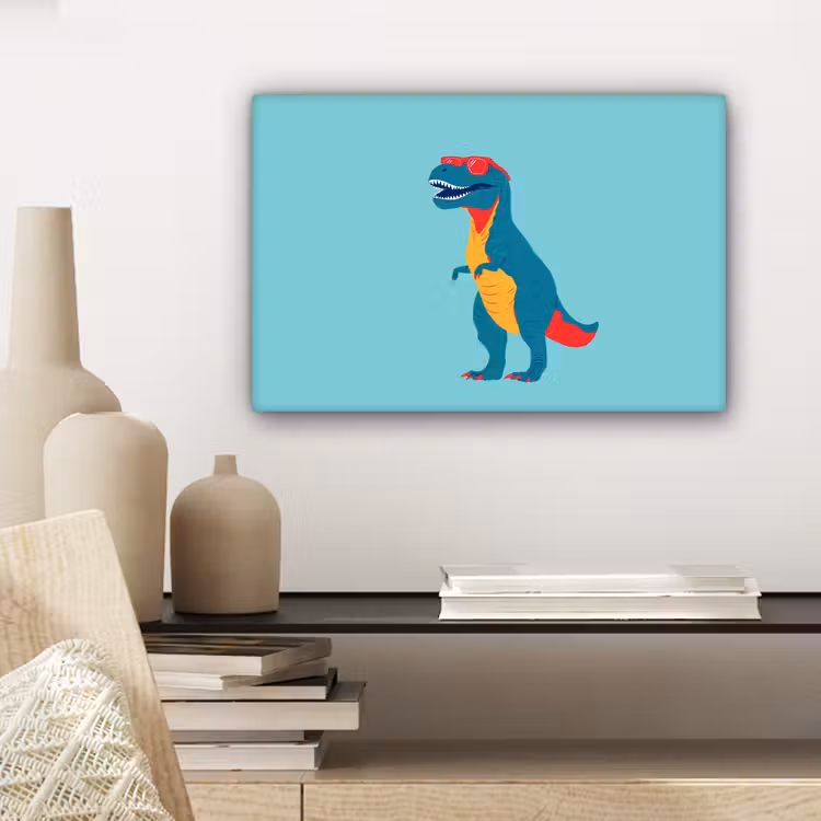 Dinosaurus - Blauw - Zonnebril canvas 2cm klein -closeup_print_DE