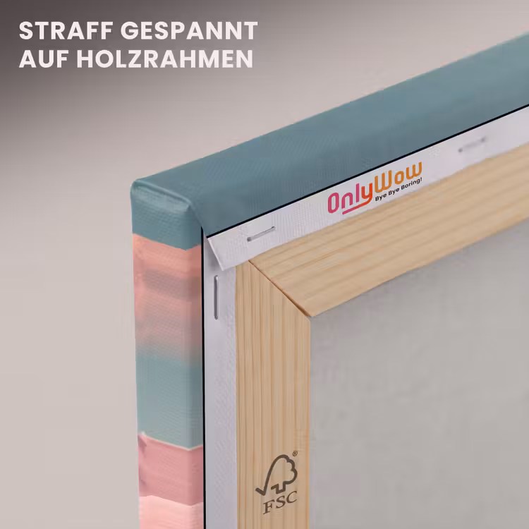 Leinwandbild - Dinosaurier – Rosa – Landschaft - Dinosaurus - Roze - Landschap canvas 2cm klein
