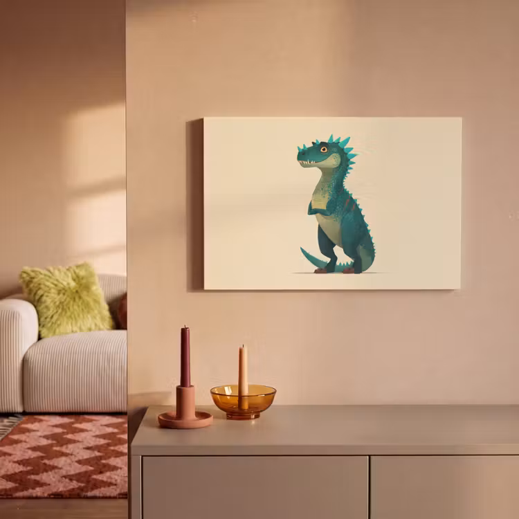 Dinosaurus - Turquoise - Stekels canvas 2cm klein -sfeer1