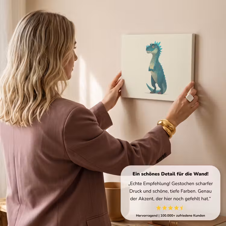 Dinosaurus - Turquoise - Stekels canvas 2cm klein -sfeer3