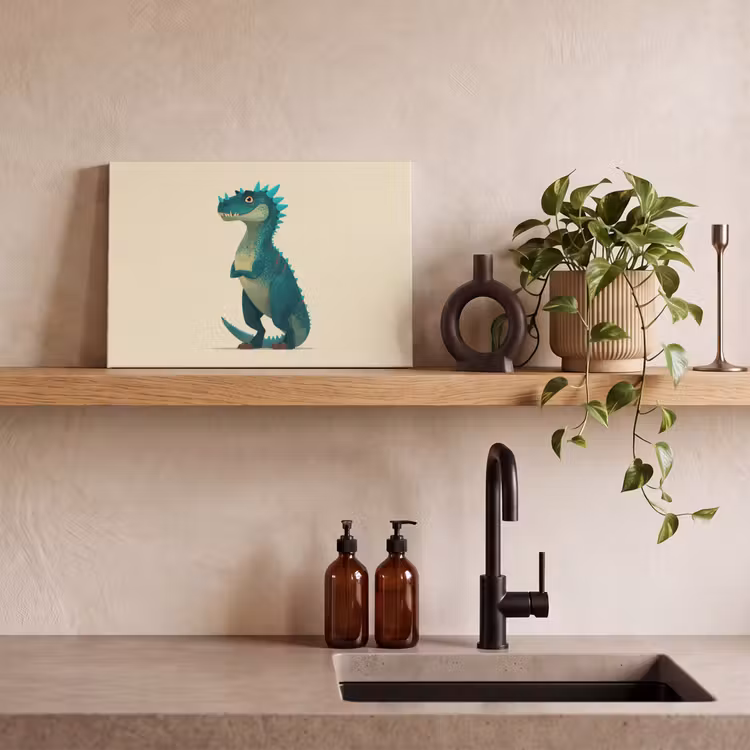 Dinosaurus - Turquoise - Stekels canvas 2cm klein -closeup_print_DE
