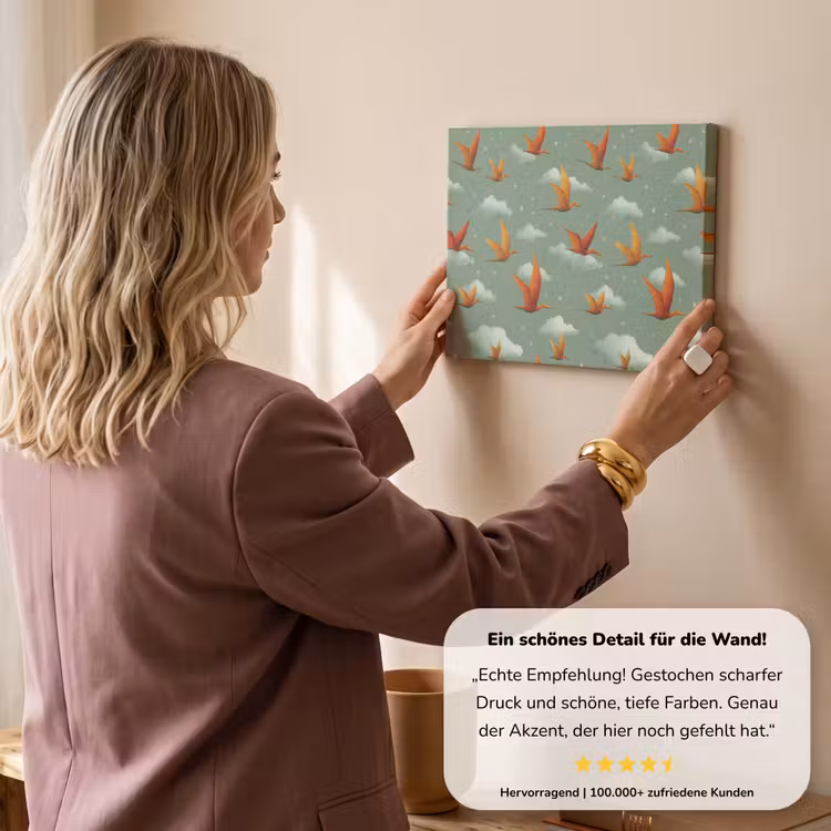 Dinosaurussen - Wolken - Sterren - Oranje canvas 2cm klein -sfeer3