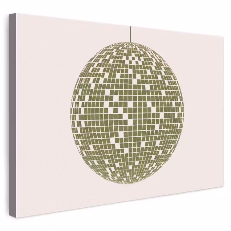 Disco - Bal - Groen - Abstract - Modern canvas 2cm klein -3d