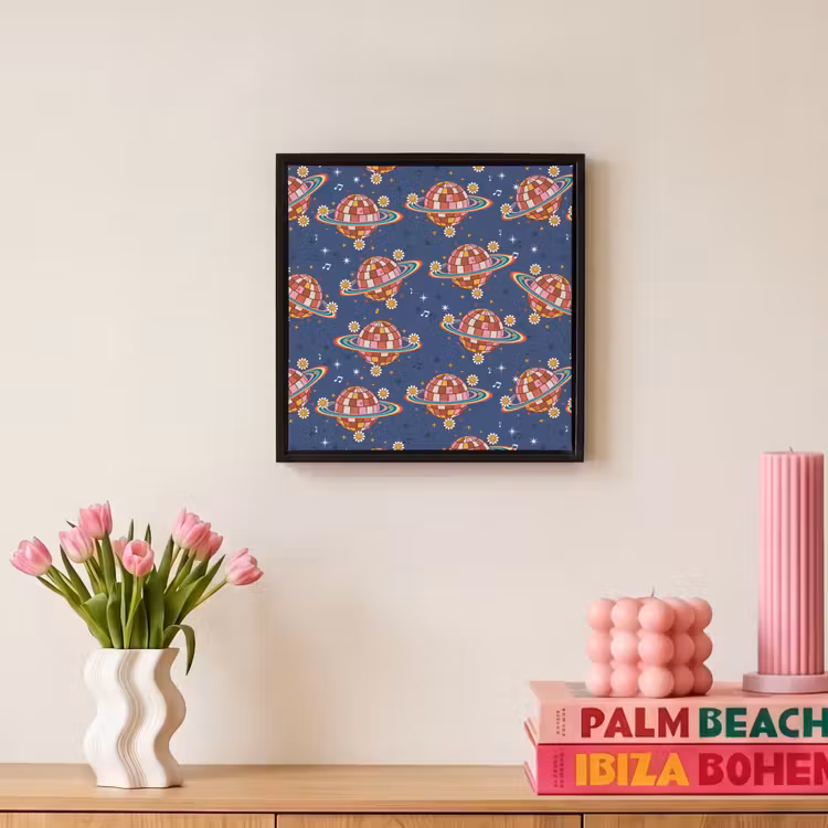 Disco - Blauw - Patroon Canvas met baklijst klein 1124 -atmosphere_sfeer1_global