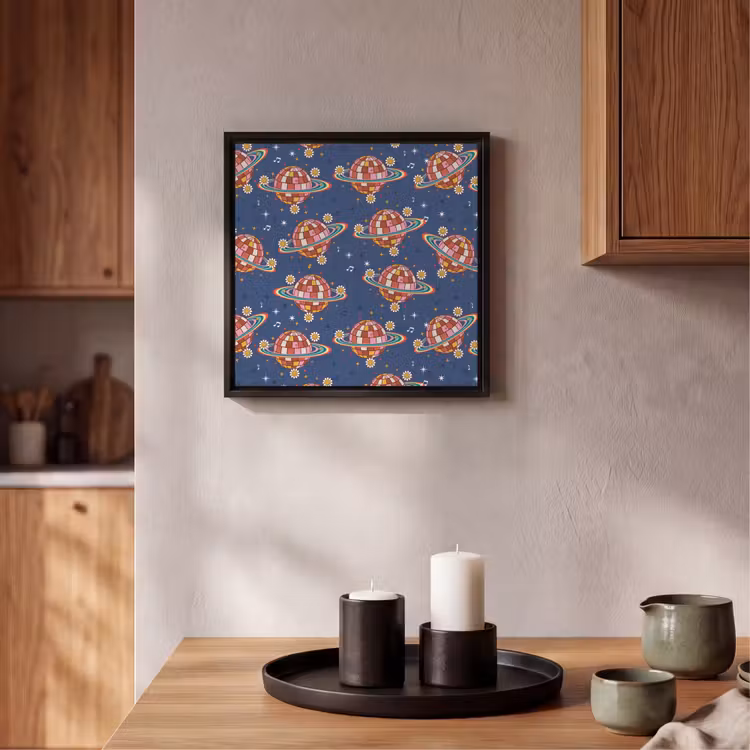 Disco - Blauw - Patroon Canvas met baklijst klein 1124 -atmosphere_sfeer2_global