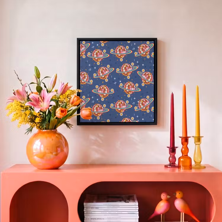 Disco - Blauw - Patroon Canvas met baklijst klein 1124 -atmosphere_sfeer3_global