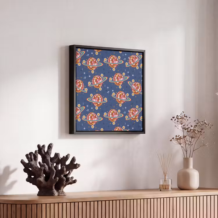 Disco - Blauw - Patroon Canvas met baklijst klein 1124 -atmosphere_sfeer4_global