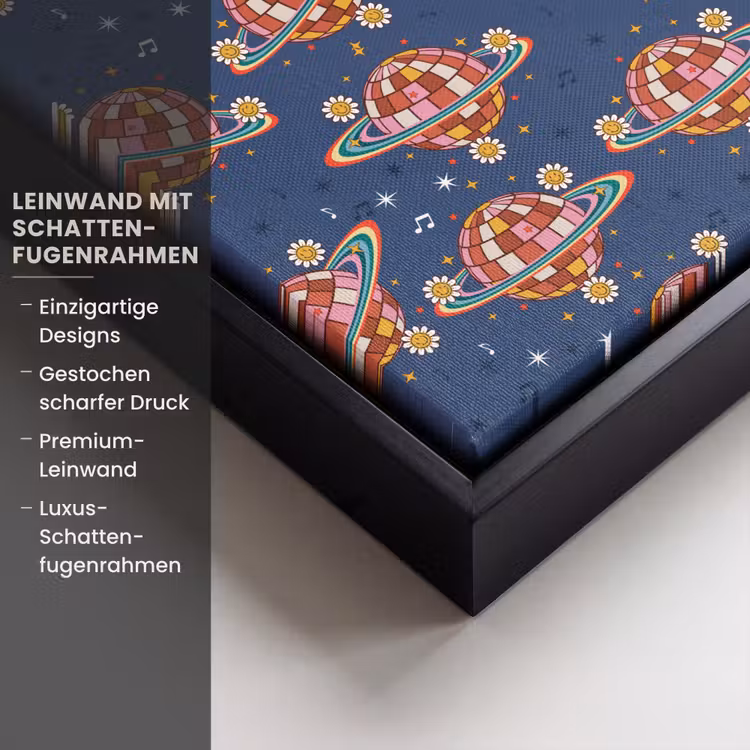 Disco - Blauw - Patroon Canvas met baklijst klein 1124 -uniquesellingpoint_productkenmerken_DE