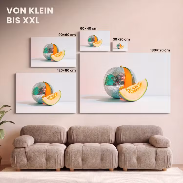 Disco - Discobal - Meloen - Pastel canvas 2cm klein -Xsfeer8_DE
