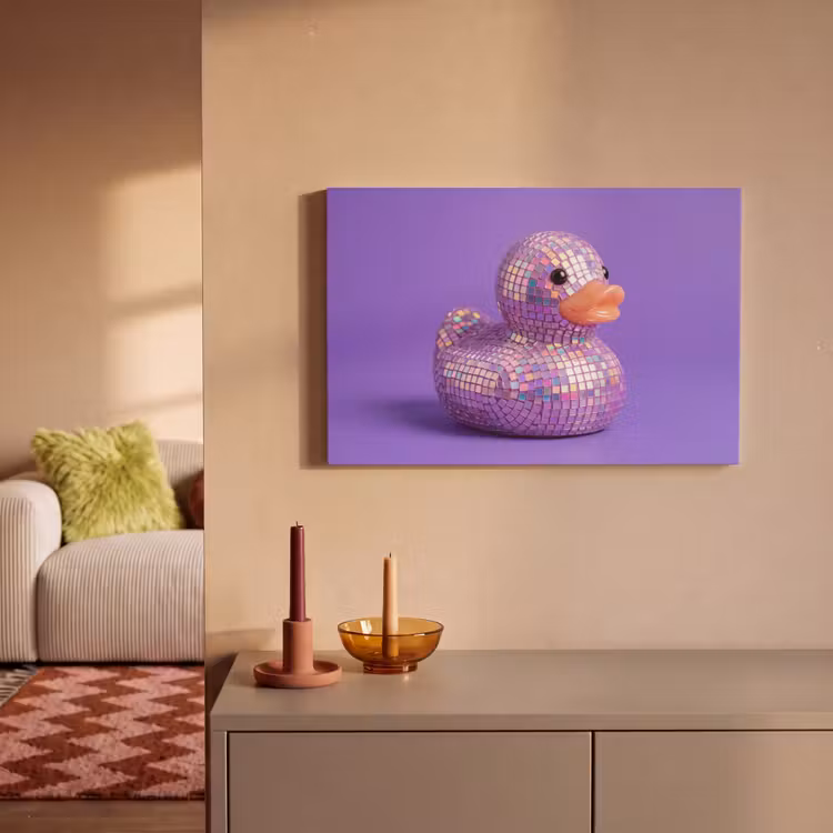 Disco - Eend - Paars canvas 2cm klein -sfeer1