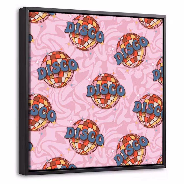 Disco - Bal - Patroon - Roze Canvas met baklijst klein 1124 -threedimensional_3d_global