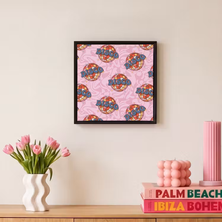 Disco - Bal - Patroon - Roze Canvas met baklijst klein 1124 -atmosphere_sfeer1_global