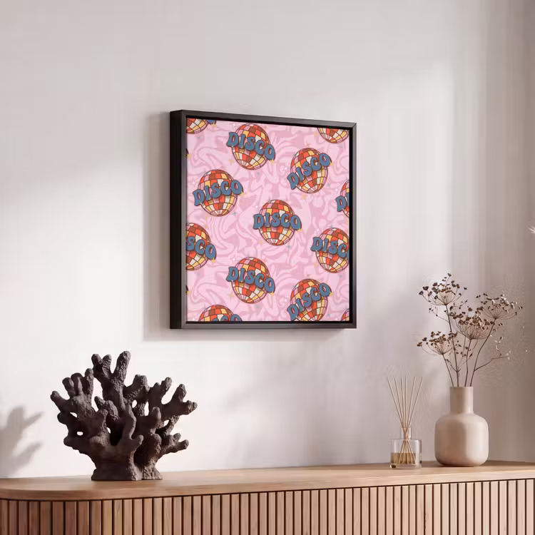 Disco - Bal - Patroon - Roze Canvas met baklijst klein 1124 -atmosphere_sfeer4_global