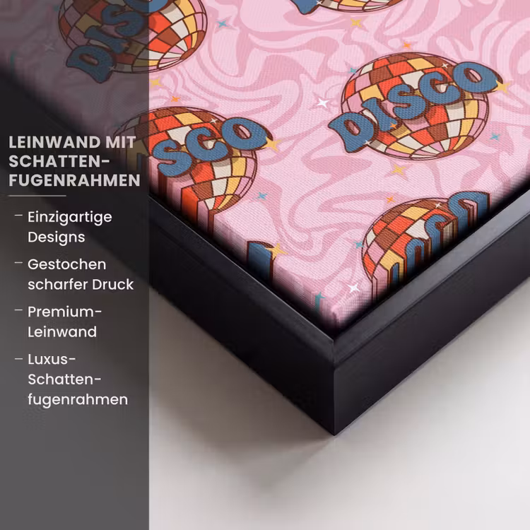 Disco - Bal - Patroon - Roze Canvas met baklijst klein 1124 -uniquesellingpoint_productkenmerken_DE