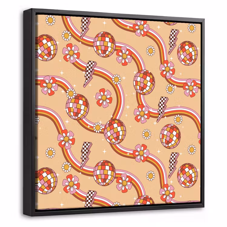 Disco - Patroon - Lijnen Canvas met baklijst klein 1124 -threedimensional_3d_global