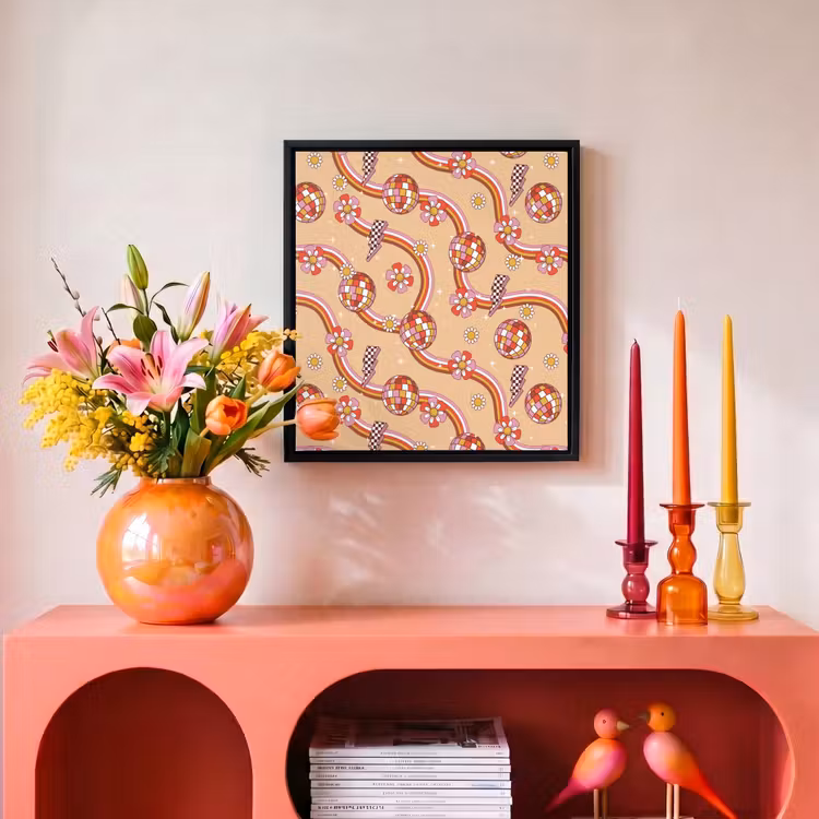 Disco - Patroon - Lijnen Canvas met baklijst klein 1124 -atmosphere_sfeer3_global