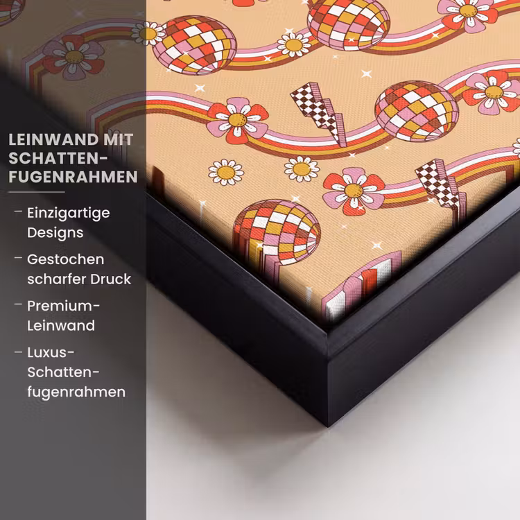 Disco - Patroon - Lijnen Canvas met baklijst klein 1124 -uniquesellingpoint_productkenmerken_DE
