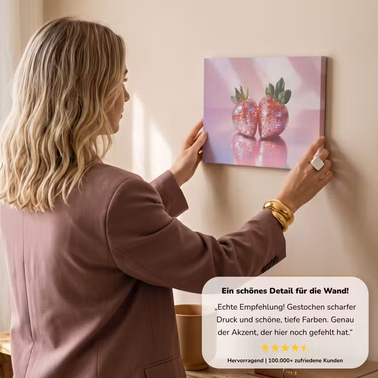 Disco - Fruit - Glitter - Strawberry canvas 2cm klein -Xsfeer7_DE