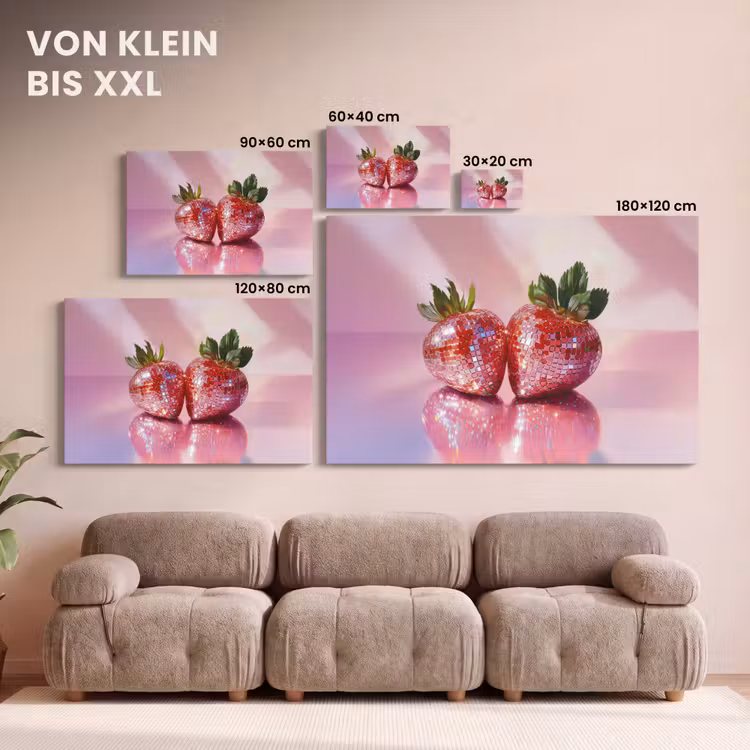 Disco - Fruit - Glitter - Strawberry canvas 2cm klein -Xsfeer8_DE