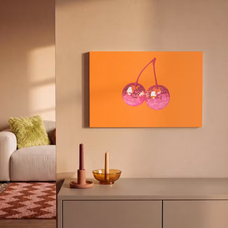 Discoballen - Kers - Spiegels - Roze canvas 2cm klein -sfeer1