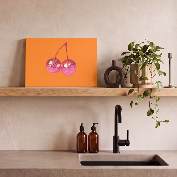 Discoballen - Kers - Spiegels - Roze canvas 2cm klein -sfeer6