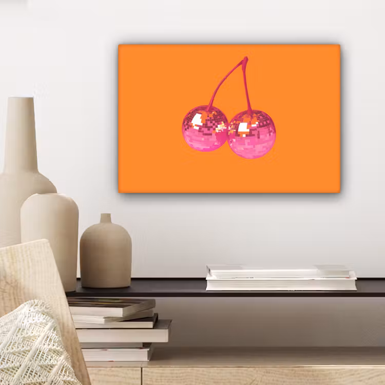Discoballen - Kers - Spiegels - Roze canvas 2cm klein -closeup_print_DE