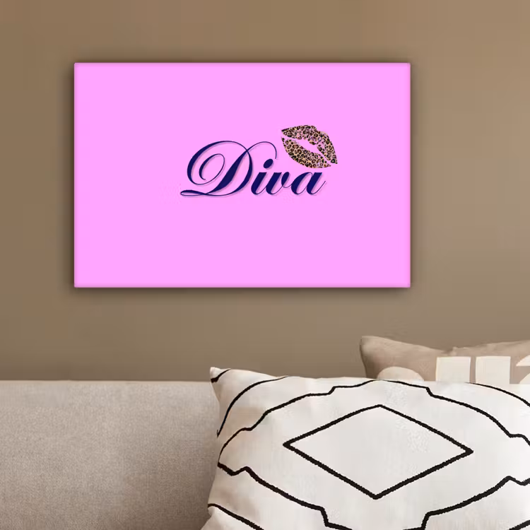 Diva - Lip - Panterprint - Roze canvas 2cm klein -sfeer6