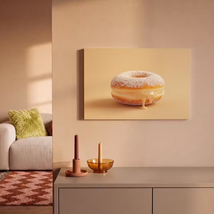 Donut - Romig - Poedersuiker - Beige canvas 2cm klein -sfeer1