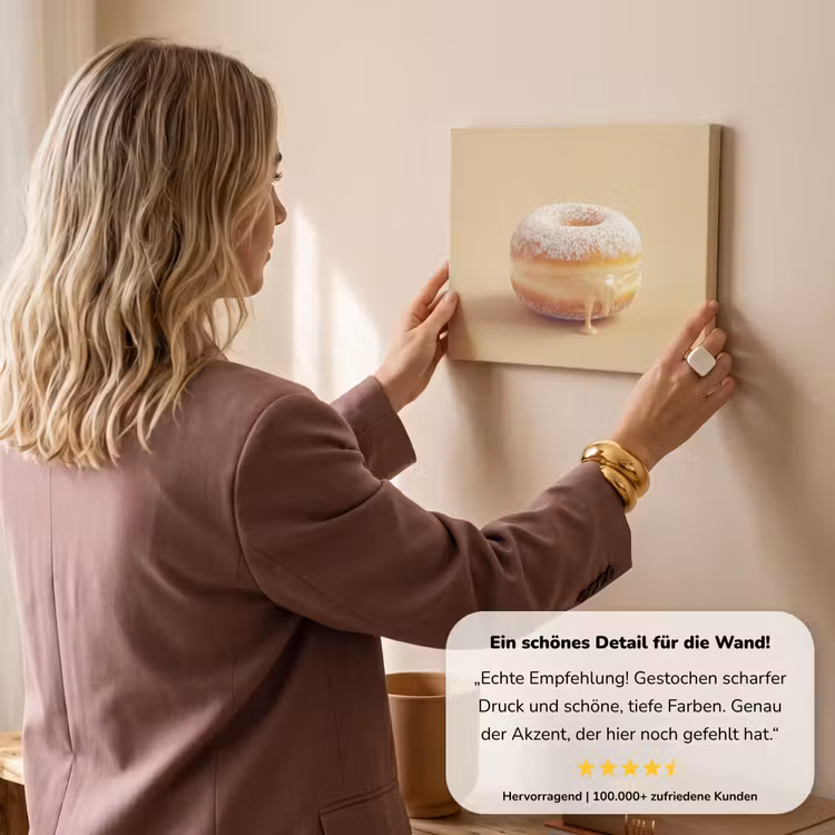 Donut - Romig - Poedersuiker - Beige canvas 2cm klein -sfeer3