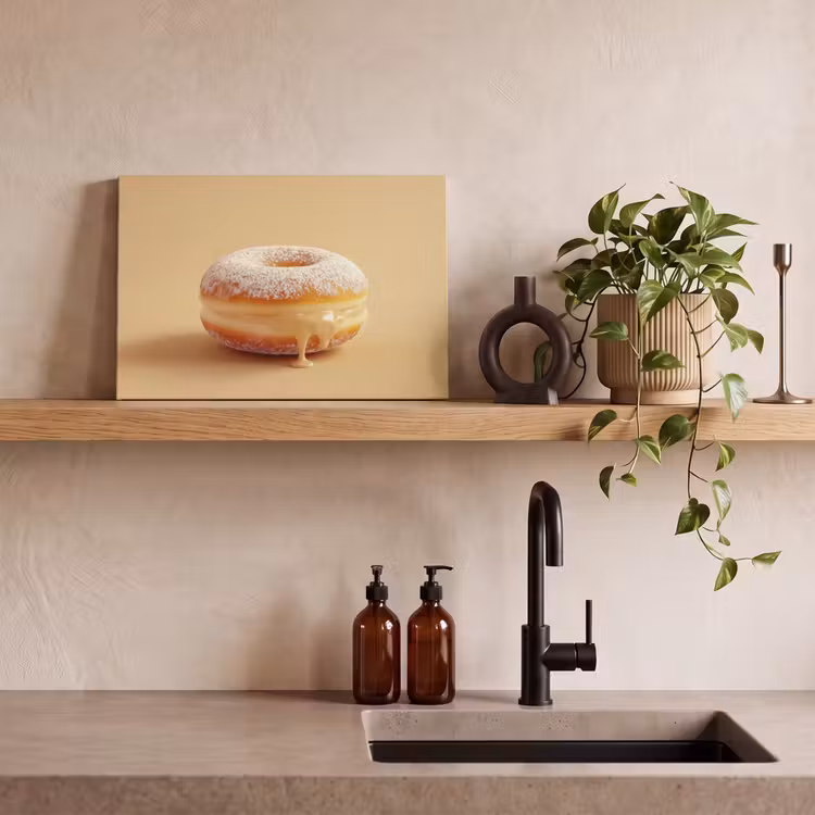 Donut - Romig - Poedersuiker - Beige canvas 2cm klein -sfeer6